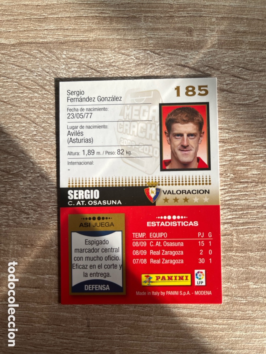 Cromos de f&uacute;tbol: 185 SERGIO MEGACRACKS MGK 2009 2010 09 10 OSASUNA