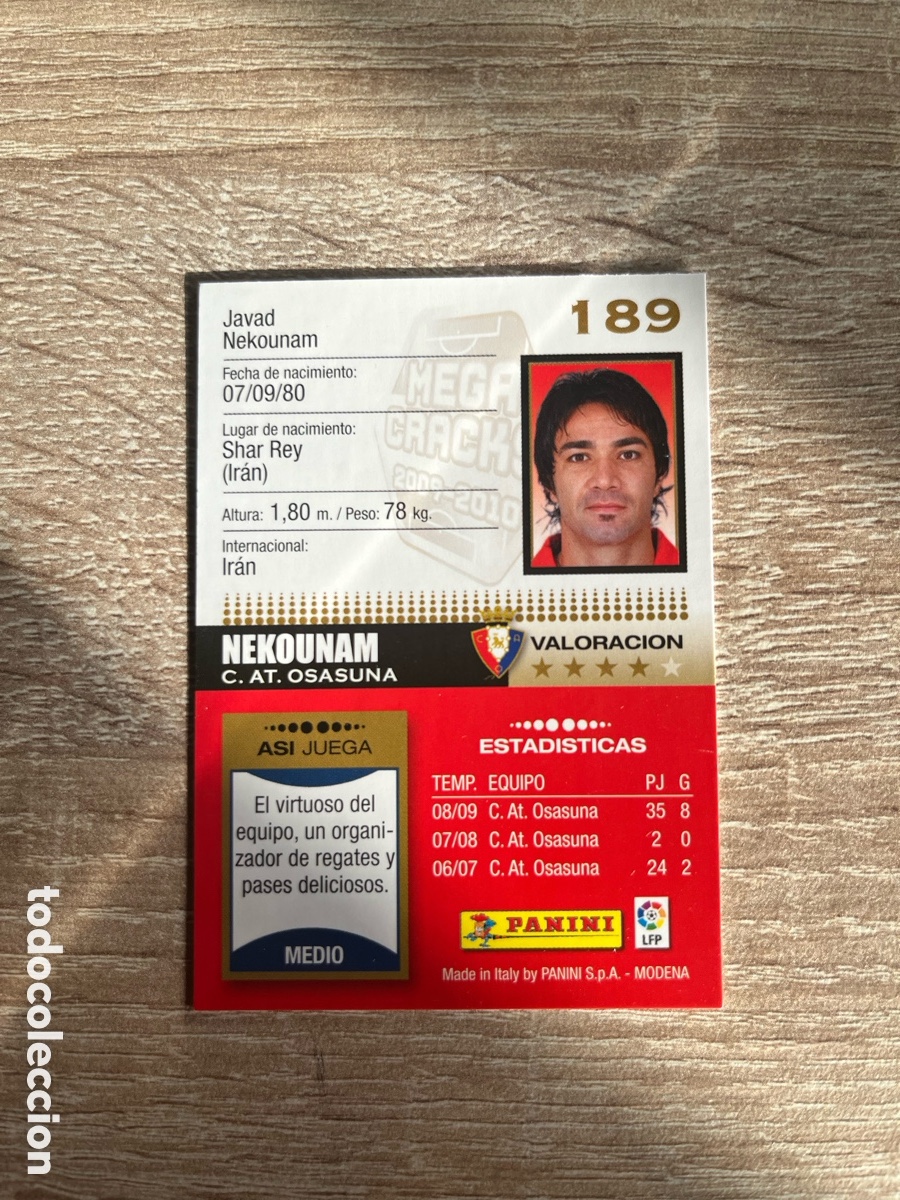 Cartes &agrave; collectionner de Football: 189 NEKOUNAM MEGACRACKS MGK 2009 2010 09 10 OSASUNA