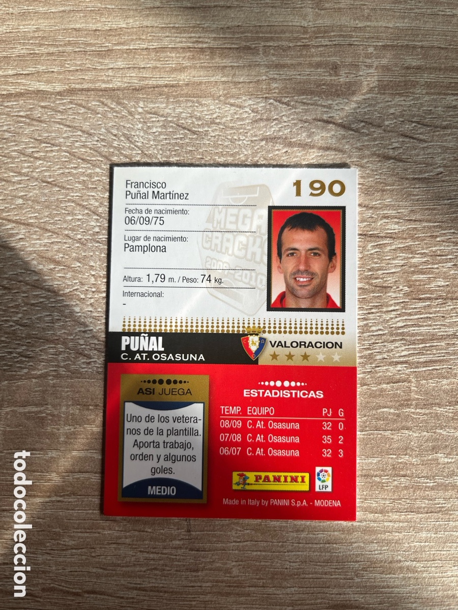 Cartes &agrave; collectionner de Football: 190 PU&Ntilde;AL MEGACRACKS MGK 2009 2010 09 10 OSASUNA