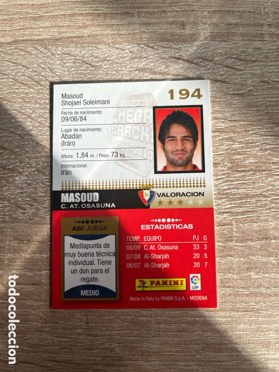 Cartes &agrave; collectionner de Football: 194 MASOUD MEGACRACKS MGK 2009 2010 09 10 OSASUNA