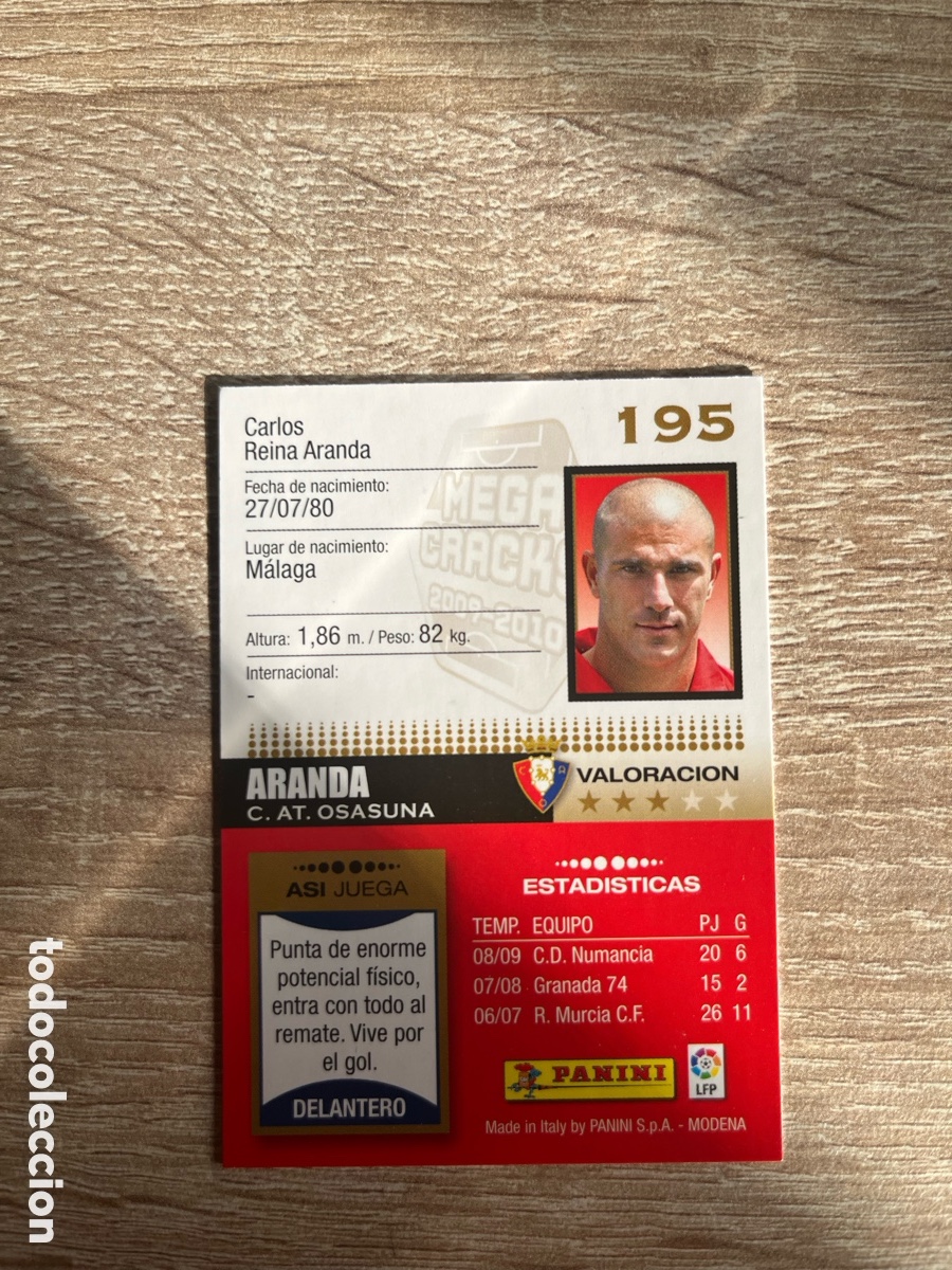 Football Stickers: 195 ARANDA MEGACRACKS MGK 2009 2010 09 10 OSASUNA