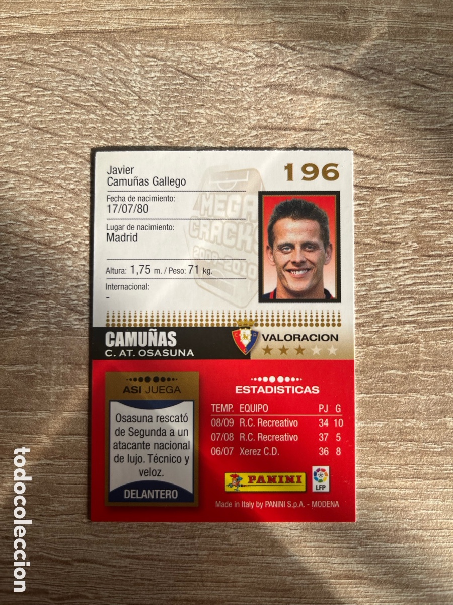 Football Stickers: 196 CAMU&Ntilde;AS MEGACRACKS MGK 2009 2010 09 10 OSASUNA