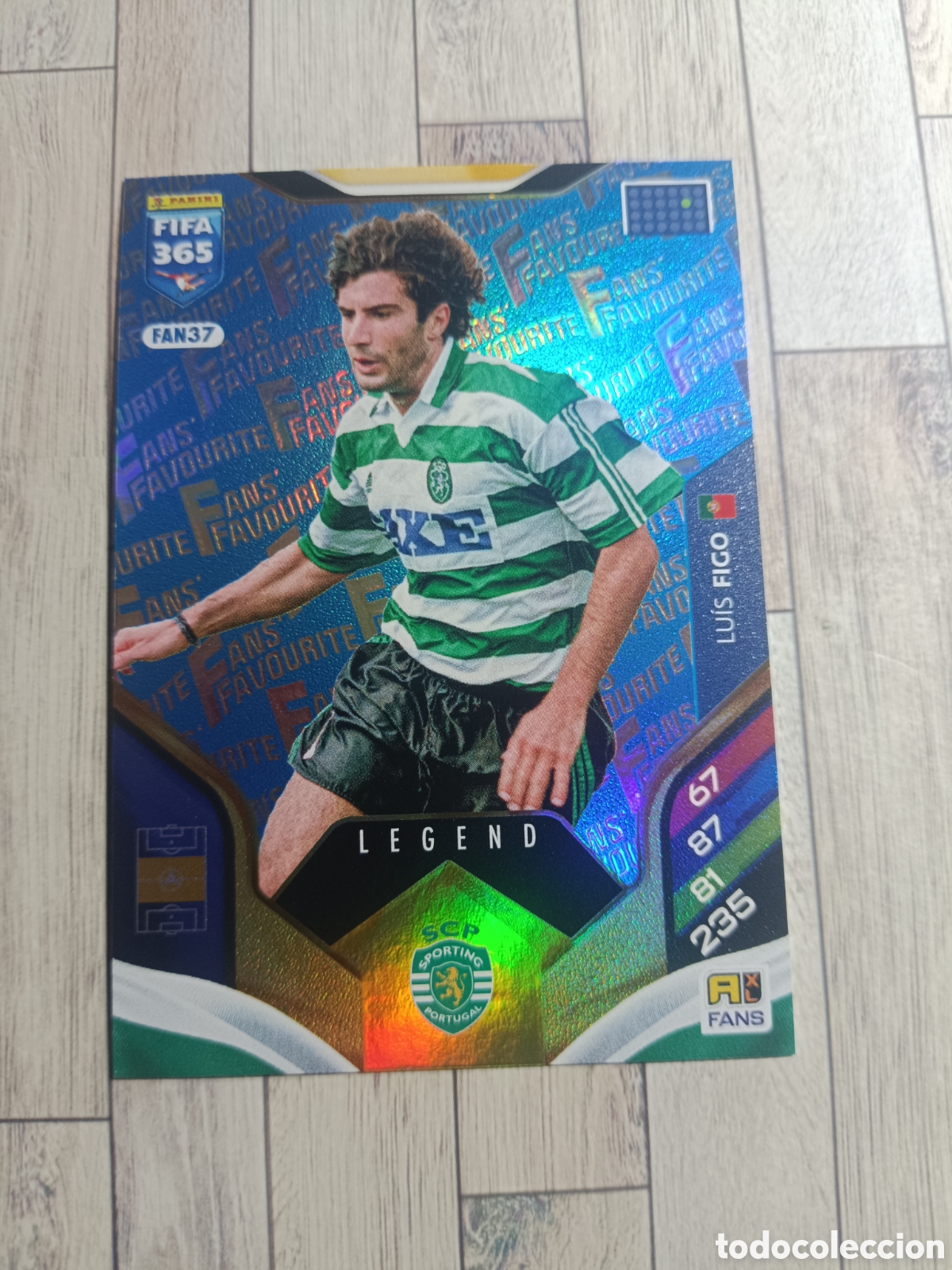 Cartes &agrave; collectionner de Football: FAN37 LUIS FIGO SPORTING PORTUGAL PARALELA BLUE AZUL LEGEND ADRENALYN XL FIFA 365 PANINI 2026