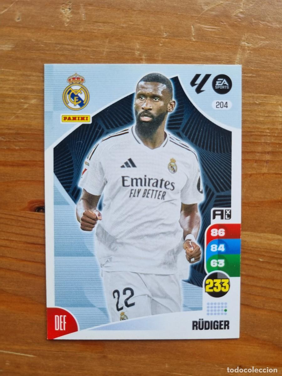Cromos de f&uacute;tbol: 204 R&Uuml;DIGER (Real Madrid CF). Liga 2024 2025 24 25 Adrenalyn XL (Panini)