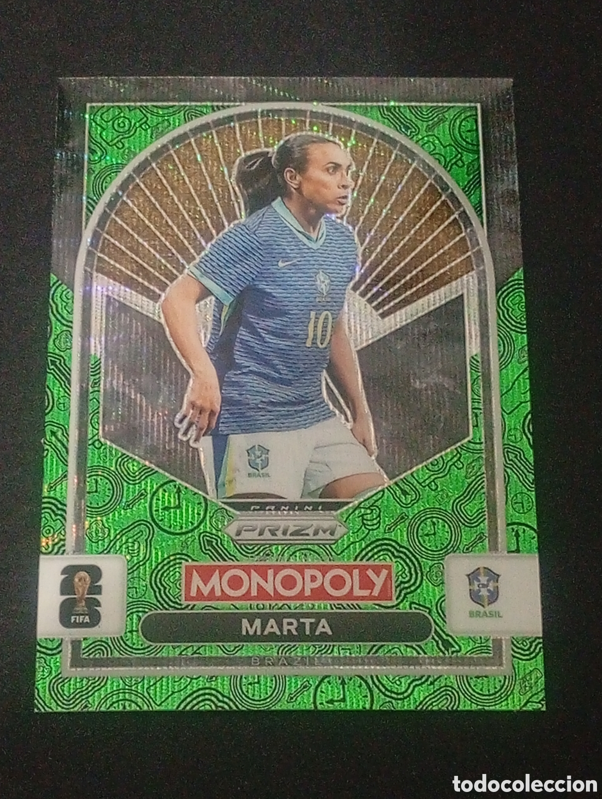 Cromos de f&uacute;tbol: 96 prizm paralela green MARTA leyenda BRASIL MONOPOLY FIFA 2026 WORLD CUP MUNDIAL ADRENALYN