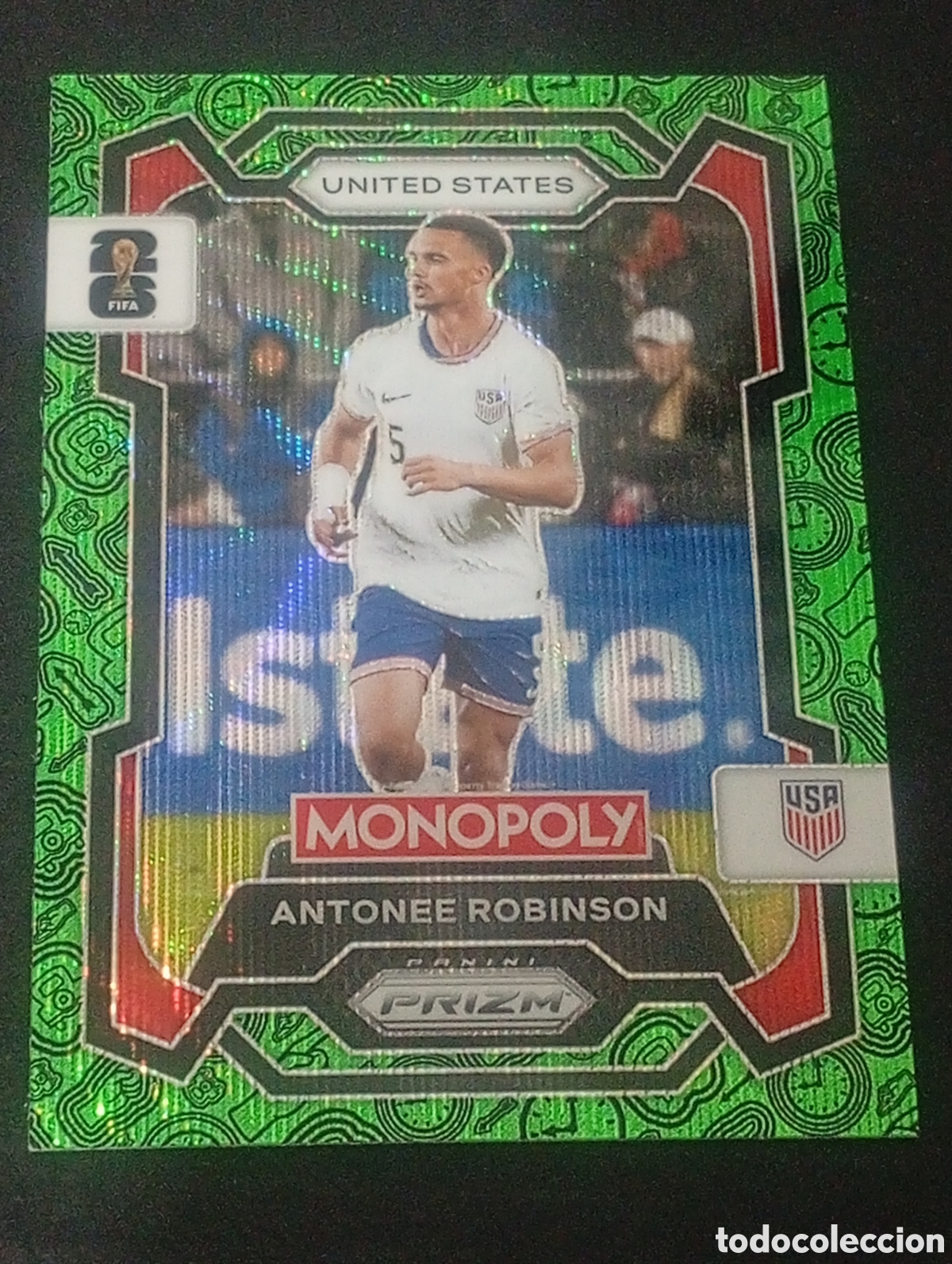 Cromos de f&uacute;tbol: 52 prizm paralela green ANTONEE ROBINSON USA EEUU MONOPOLY FIFA 2026 WORLD CUP MUNDIAL ADRENALYN