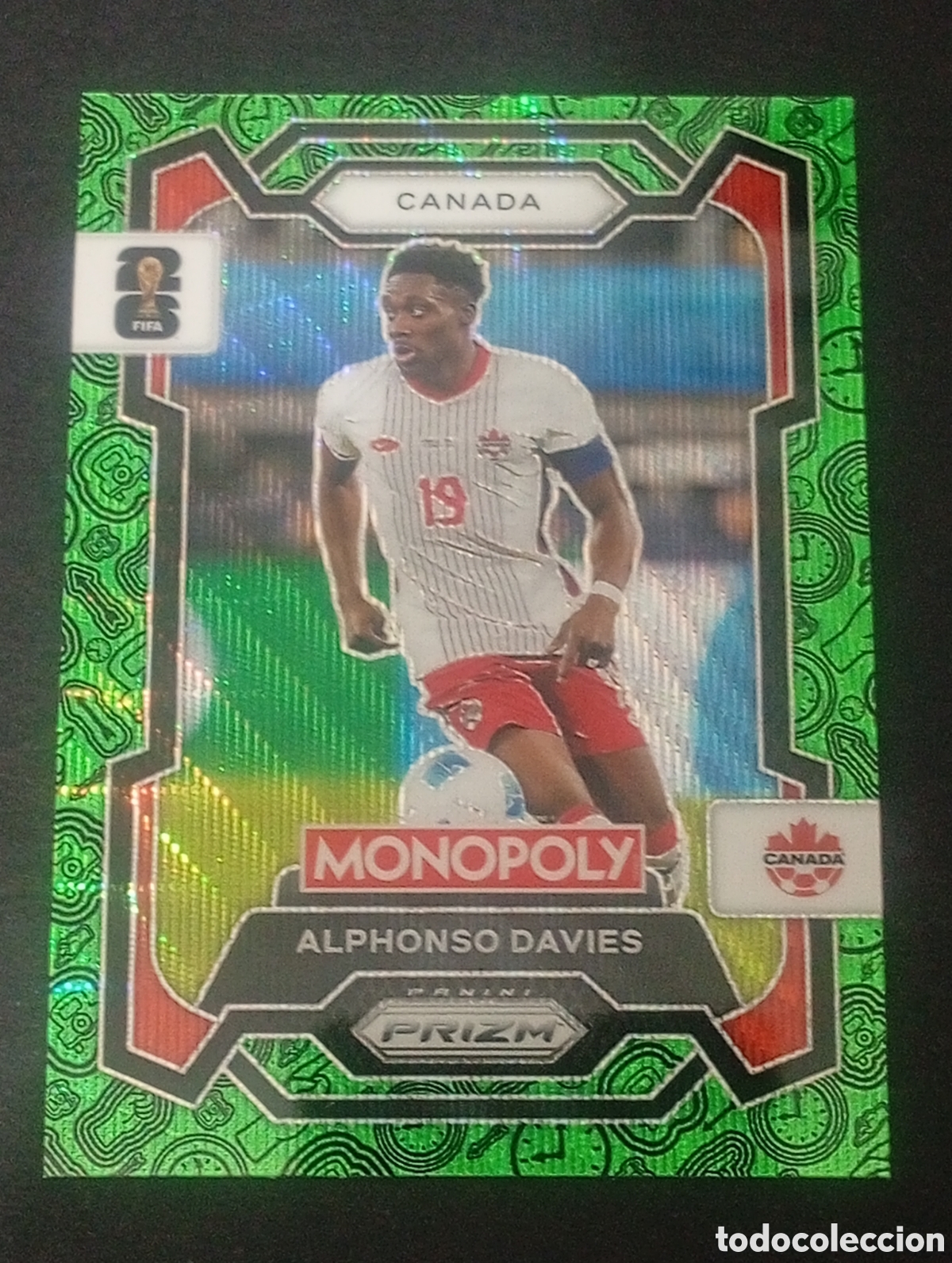 Cromos de f&uacute;tbol: 78 prizm paralela green ALPHONSO DAVIES CANADA MONOPOLY FIFA 2026 WORLD CUP MUNDIAL ADRENALYN