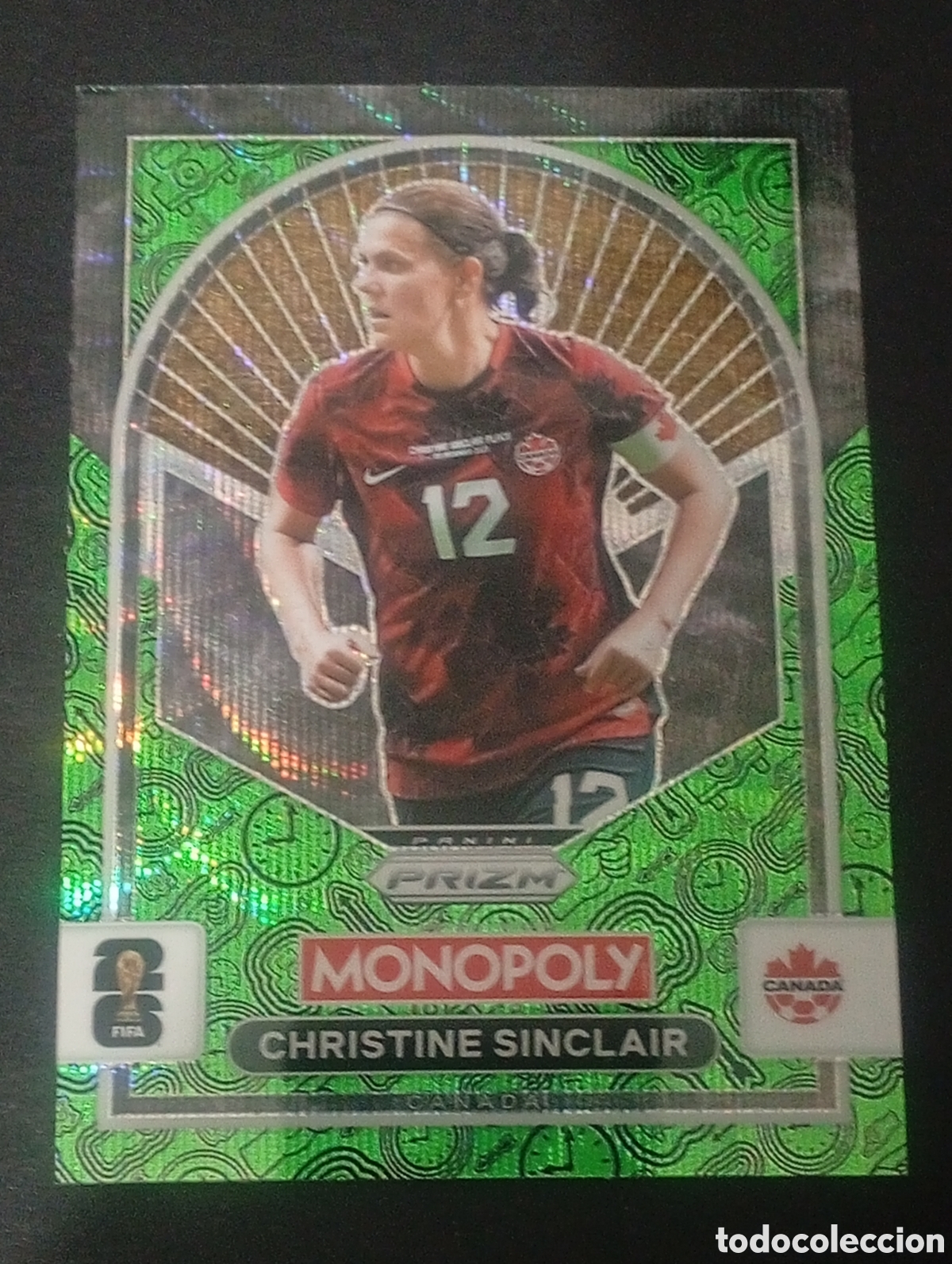 Cromos de f&uacute;tbol: 100 prizm paralela green Christine Sinclair Canada MONOPOLY FIFA 2026 WORLD CUP MUNDIAL ADRENALYN