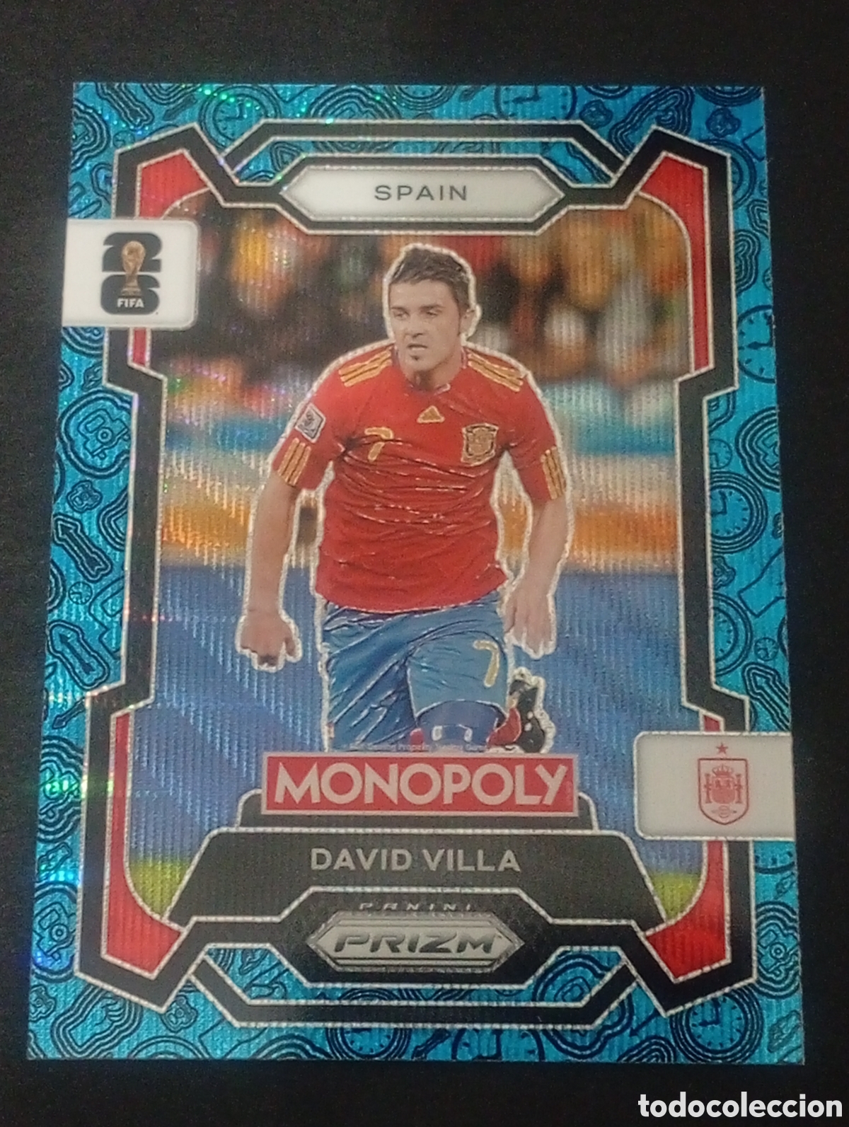 Cromos de f&uacute;tbol: 44 paralela David Villa Spain ESPA&Ntilde;A MONOPOLY FIFA 2026 WORLD CUP MUNDIAL CROMO TOPPS PANINI PRIZM