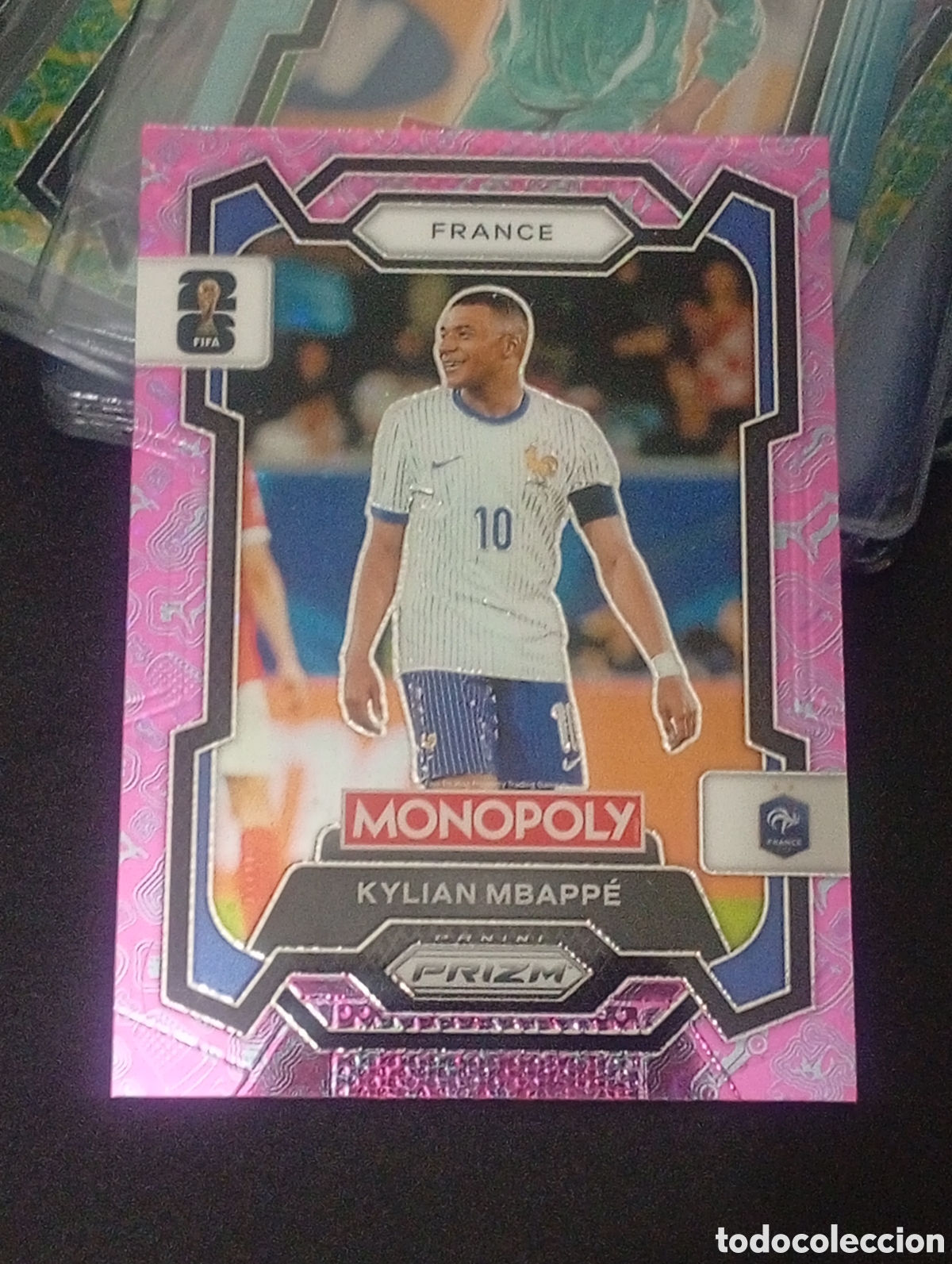 Cromos de f&uacute;tbol: 7 prizm paralela pink MBAPPE FRANCE REAL MADRID MONOPOLY FIFA 2026 WORLD CUP MUNDIAL ADRENALYN