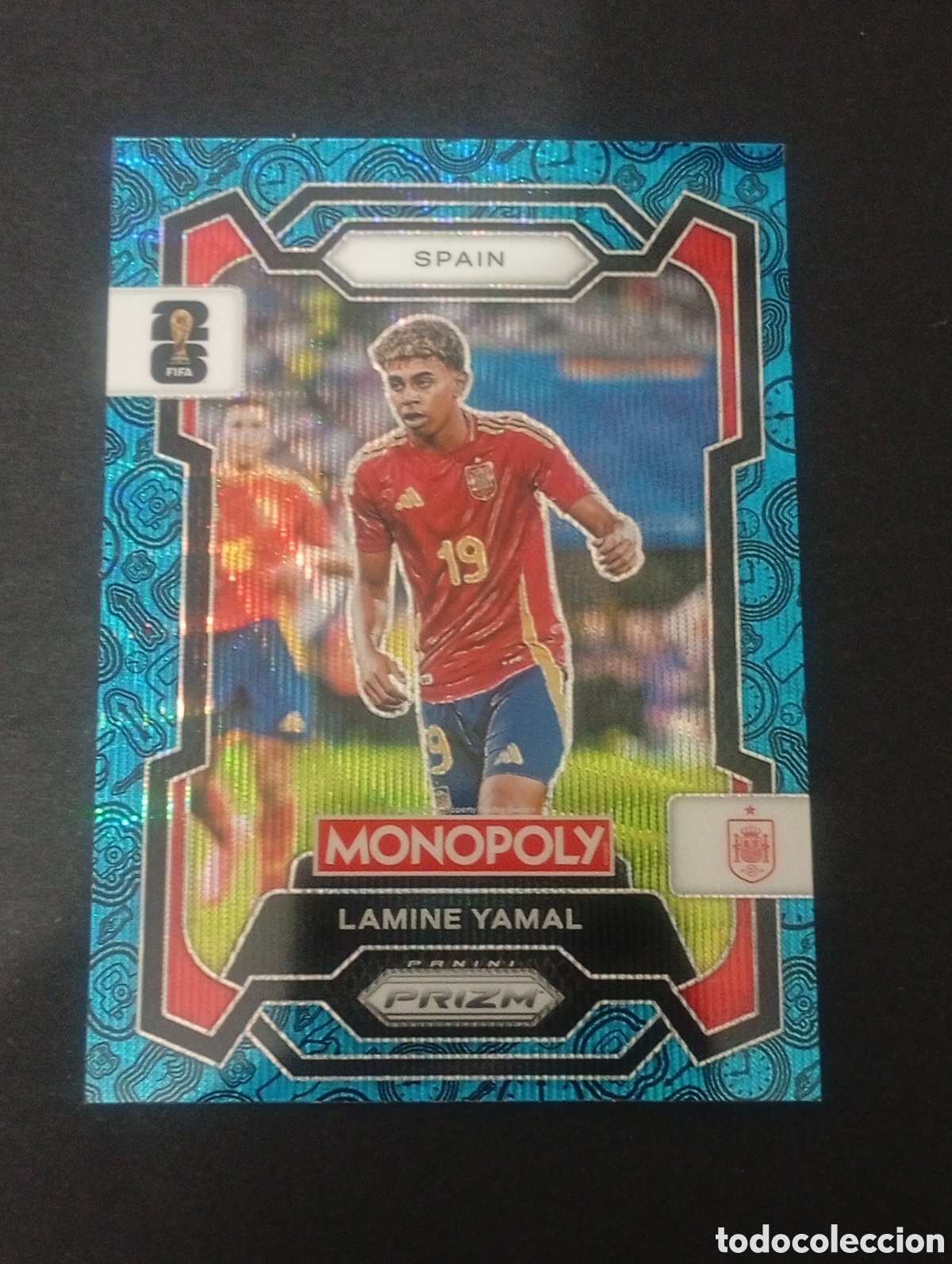 Cromos de f&uacute;tbol: 41 prizm paralela blue YAMAL ESPA&Ntilde;A SPAIN BARCELONA MONOPOLY FIFA 2026 WORLD CUP MUNDIAL ADRENALYN