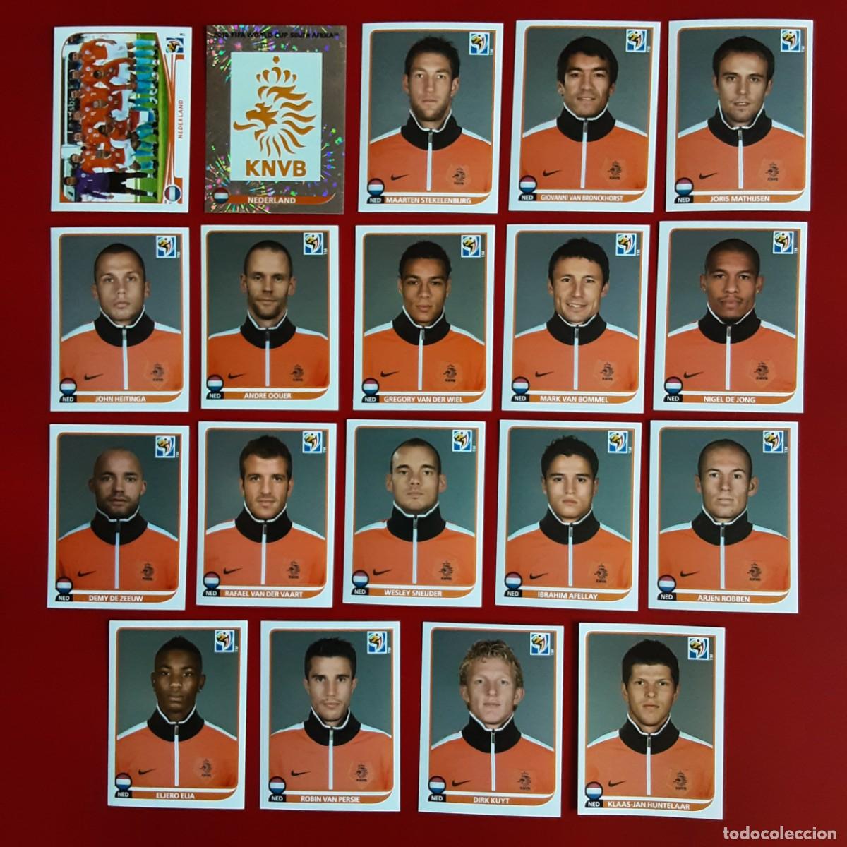 Cromos de f&uacute;tbol: SELECCION COMPLETA HOLANDA MUNDIAL SUDAFRICA 2010 PANINI-NUNCA PEGADO-