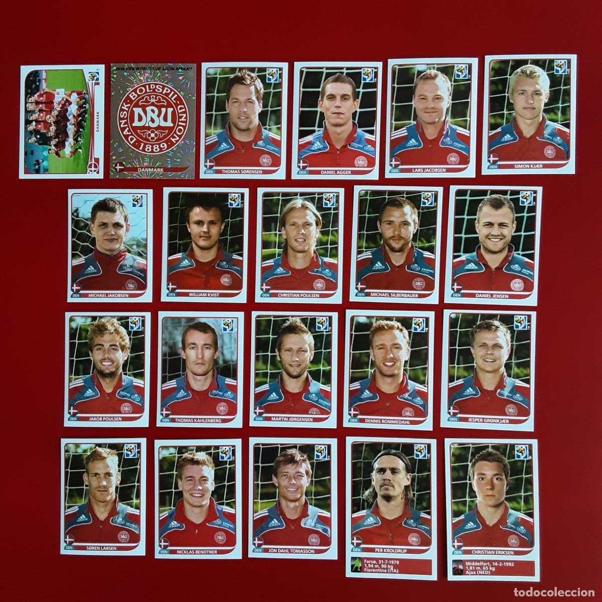 Cromos de f&uacute;tbol: SELECCION COMPLETA DINAMARCA MUNDIAL SUDAFRICA 2010 PANINI-NUNCA PEGADO-INCLUYE ACTUALIZACION