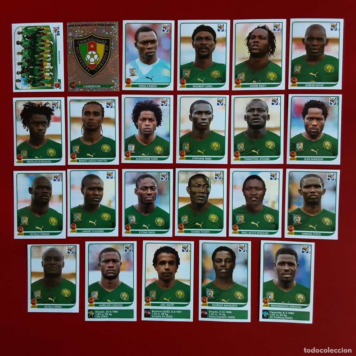 Cromos de f&uacute;tbol: SELECCION COMPLETA CAMERUN MUNDIAL SUDAFRICA 2010 PANINI-NUNCA PEGADO-INCLUYE ACTUALIZACION