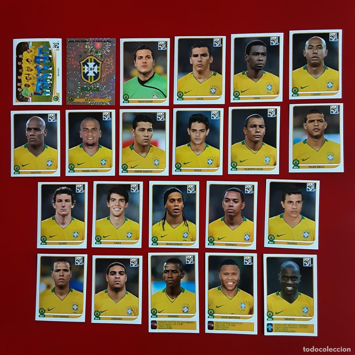 Cromos de f&uacute;tbol: SELECCION COMPLETA BRASIL MUNDIAL SUDAFRICA 2010 PANINI-NUNCA PEGADO-INCLUYE ACTUALIZACION