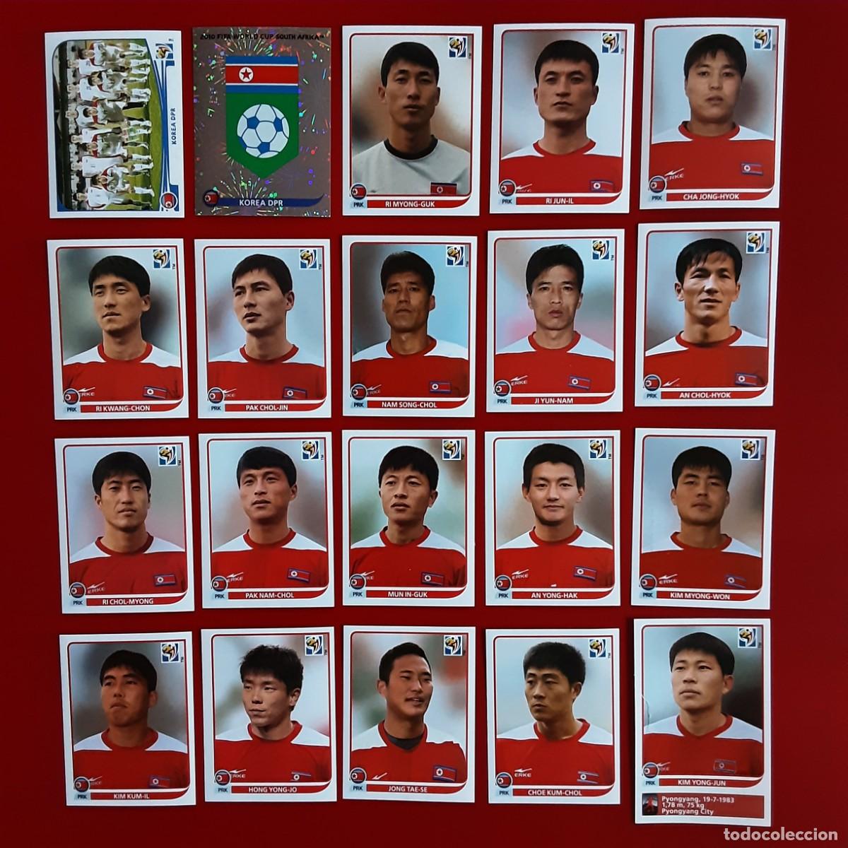 Cromos de f&uacute;tbol: SELECCION COMPLETA COREA DEL NORTE MUNDIAL SUDAFRICA 2010 PANINI-NUNCA PEGADO-INCLUYE ACTUALIZACION
