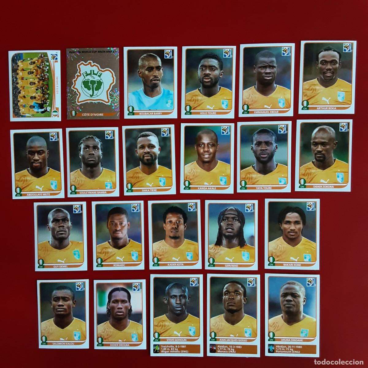 Cromos de f&uacute;tbol: SELECCION COMPLETA COSTA DE MARFIL MUNDIAL SUDAFRICA 2010 PANINI-NUNCA PEGADO-INCLUYE ACTUALIZACION