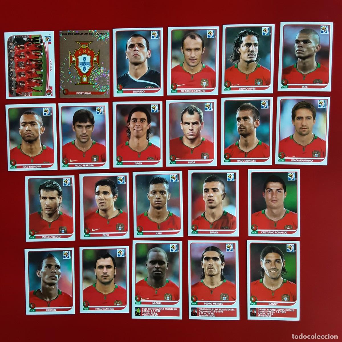 Cromos de f&uacute;tbol: SELECCION COMPLETA PORTUGAL MUNDIAL SUDAFRICA 2010 PANINI-NUNCA PEGADO-INCLUYE ACTUALIZACION RONALDO