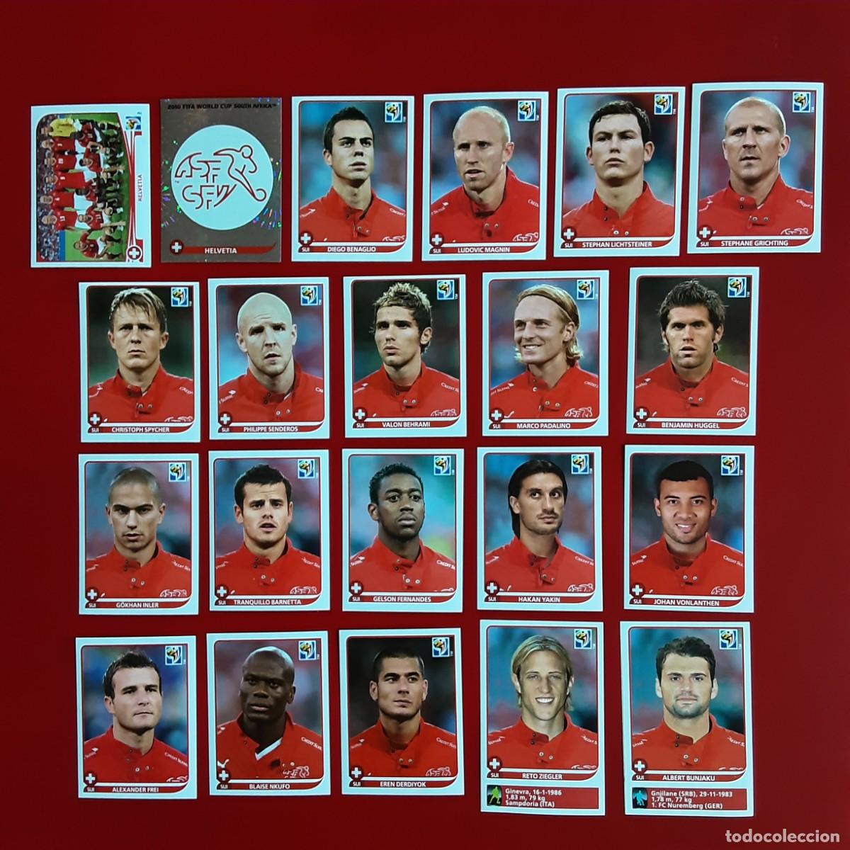 Cromos de f&uacute;tbol: SELECCION COMPLETA SUIZA MUNDIAL SUDAFRICA 2010 PANINI-NUNCA PEGADO-INCLUYE ACTUALIZACION