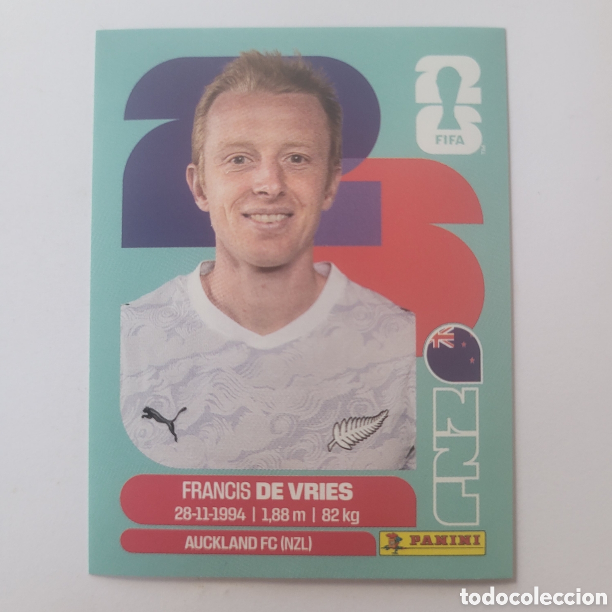 Cromos de f&uacute;tbol: NZL 8 Francis De Vries / FIFA World Cup 2026