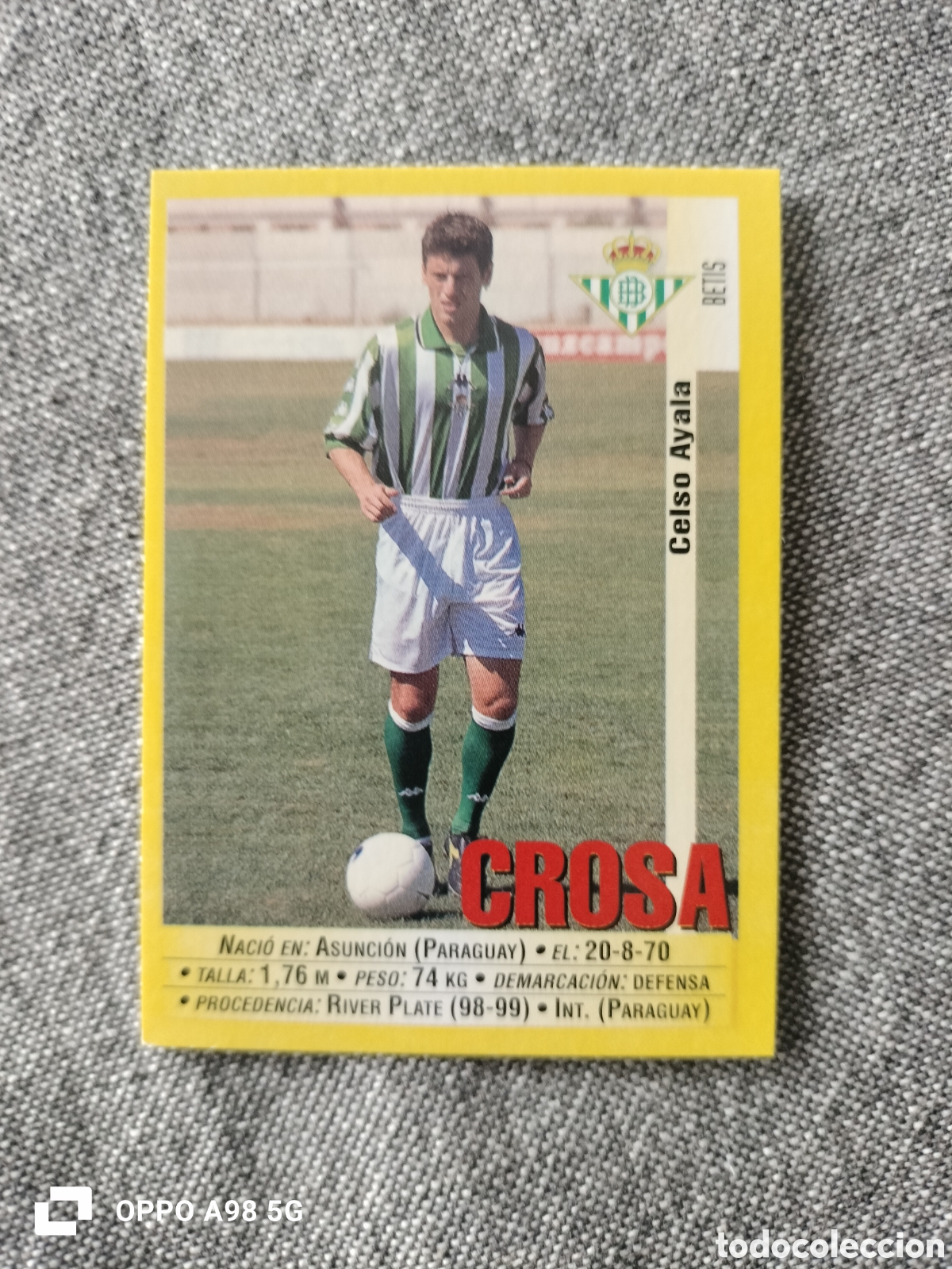 Cromos de f&uacute;tbol: Cromo 194a 194 a Crosa Betis Panini liga temporada 99 00 1999 2000