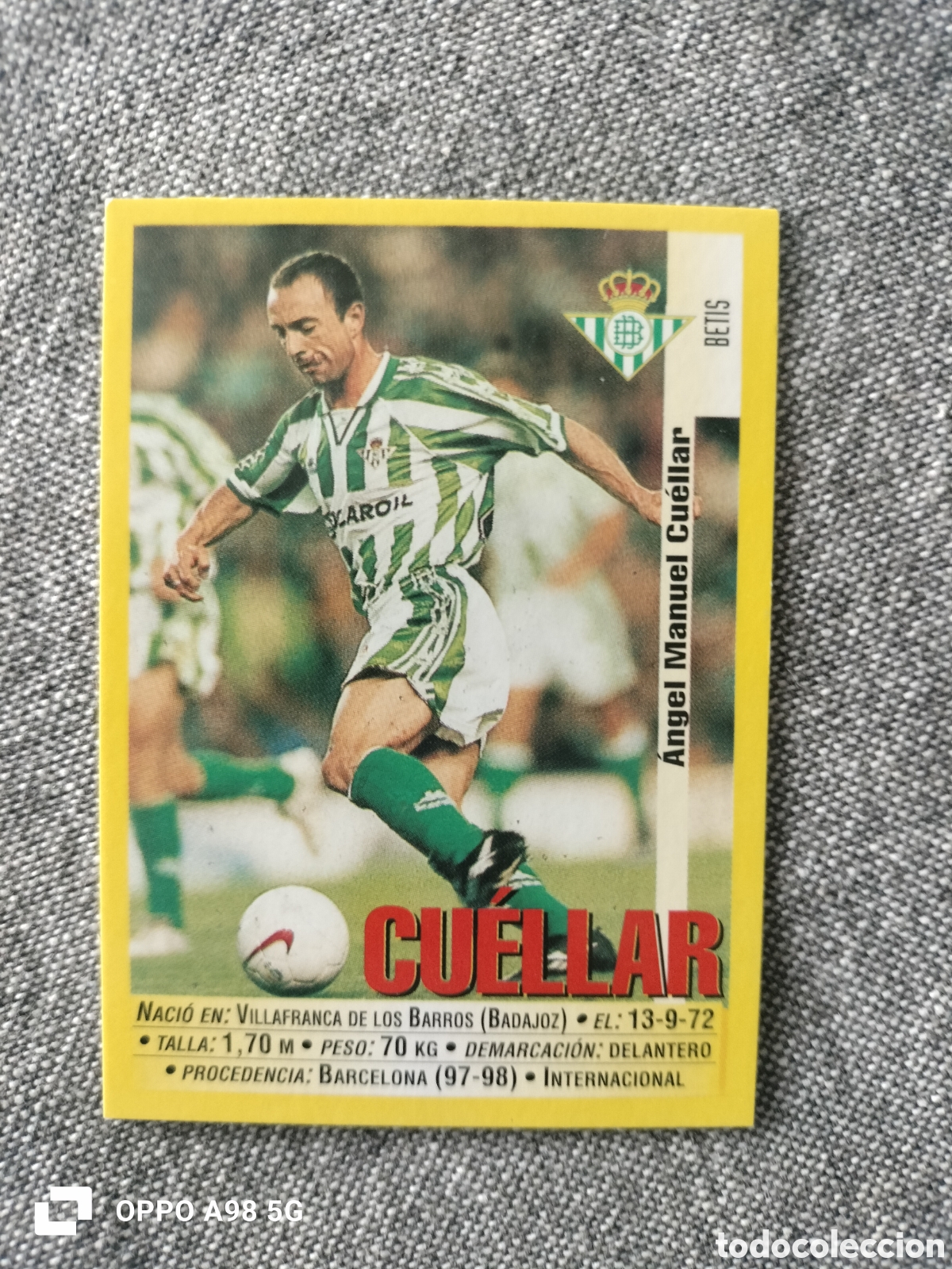 Figurine di Calcio: Cromo 204a 204a Cu&eacute;llar Betis Panini liga temporada 99 00 1999 2000