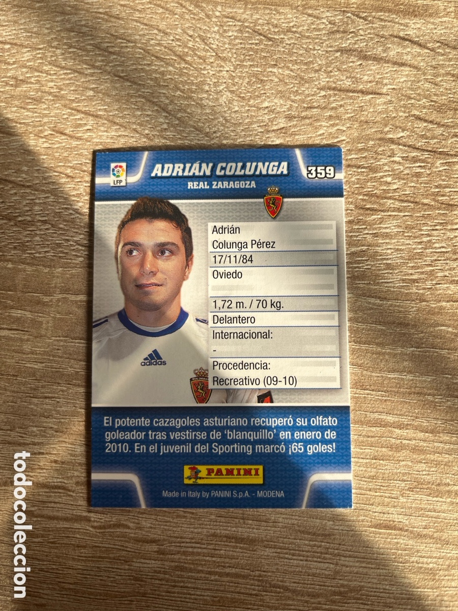 Figurine di Calcio: 359 ADRI&Aacute;N COLUNGA MEGACRACKS MGK 2010 2011 10 11 REAL ZARAGOZA