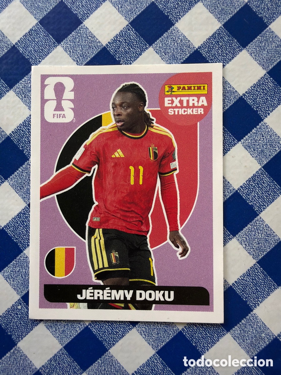 Cromos de f&uacute;tbol: J&eacute;r&eacute;my Doku extra sticker morado panini