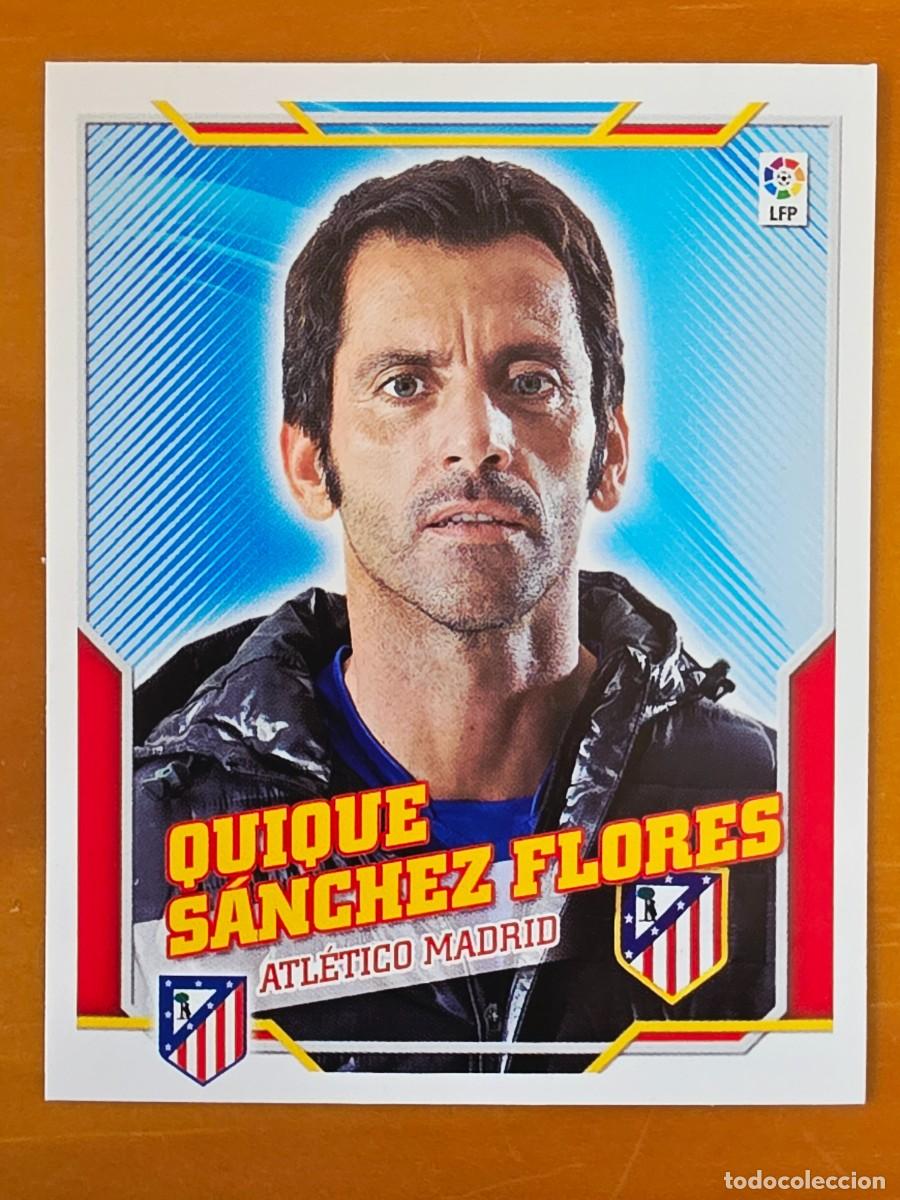 Cromos de f&uacute;tbol: Entrenador Quique S&aacute;nchez Flores, Atl&eacute;tico de Madrid, Panini Ediciones Liga Este 2010 2011 10 11