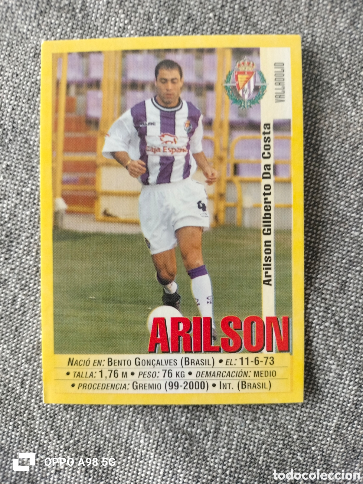 Cromos de f&uacute;tbol: Cromo 221a 221 a Arilson Valladolid Panini liga temporada 99 00 1999 2000