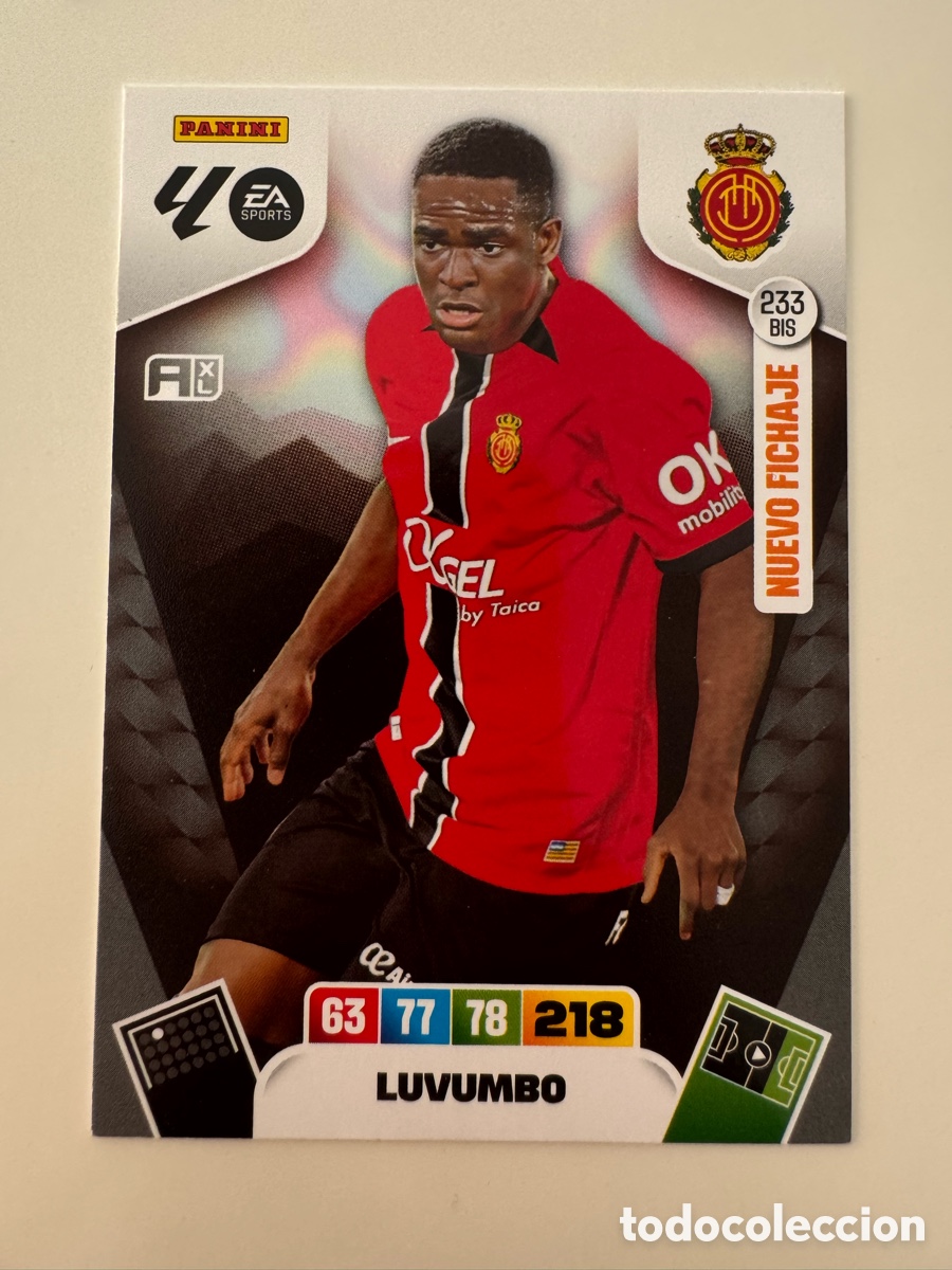 Cromos de f&uacute;tbol: PANINI ADRENALYN XL LIGA 2025-2026 25-26 &ndash; Zito Luvumbo RCD Mallorca N&ordm; 233 BIS