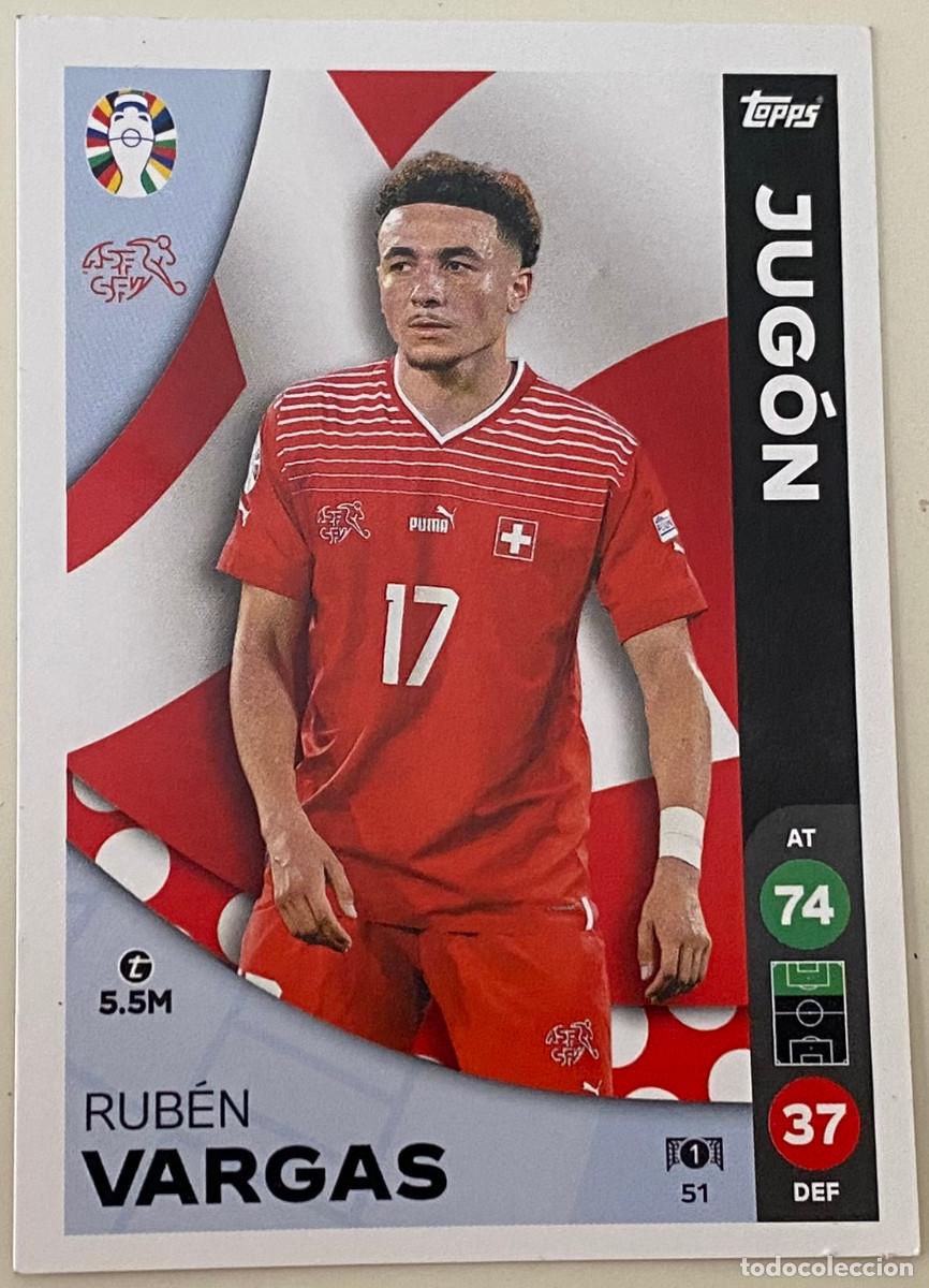 Cromos de f&uacute;tbol: Cromo de f&uacute;tbol. UEFA Eurocopa 2024. Rub&eacute;n Vargas. Colecci&oacute;n Topps Match Attax de Lidl. Buen estado.