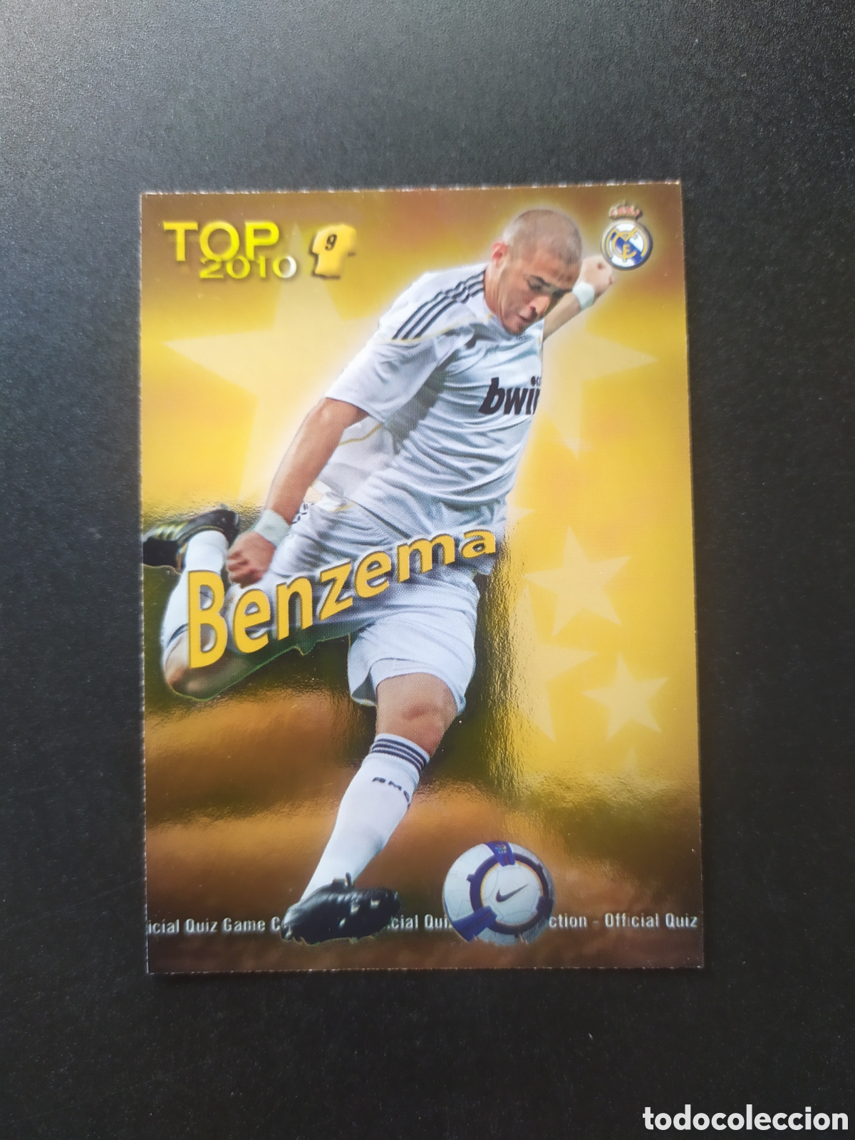Figurine di Calcio: Mundicromo fichas Liga 2009 2010 09 10 Benzema top brillo dorado n&deg; 630 Real Madrid