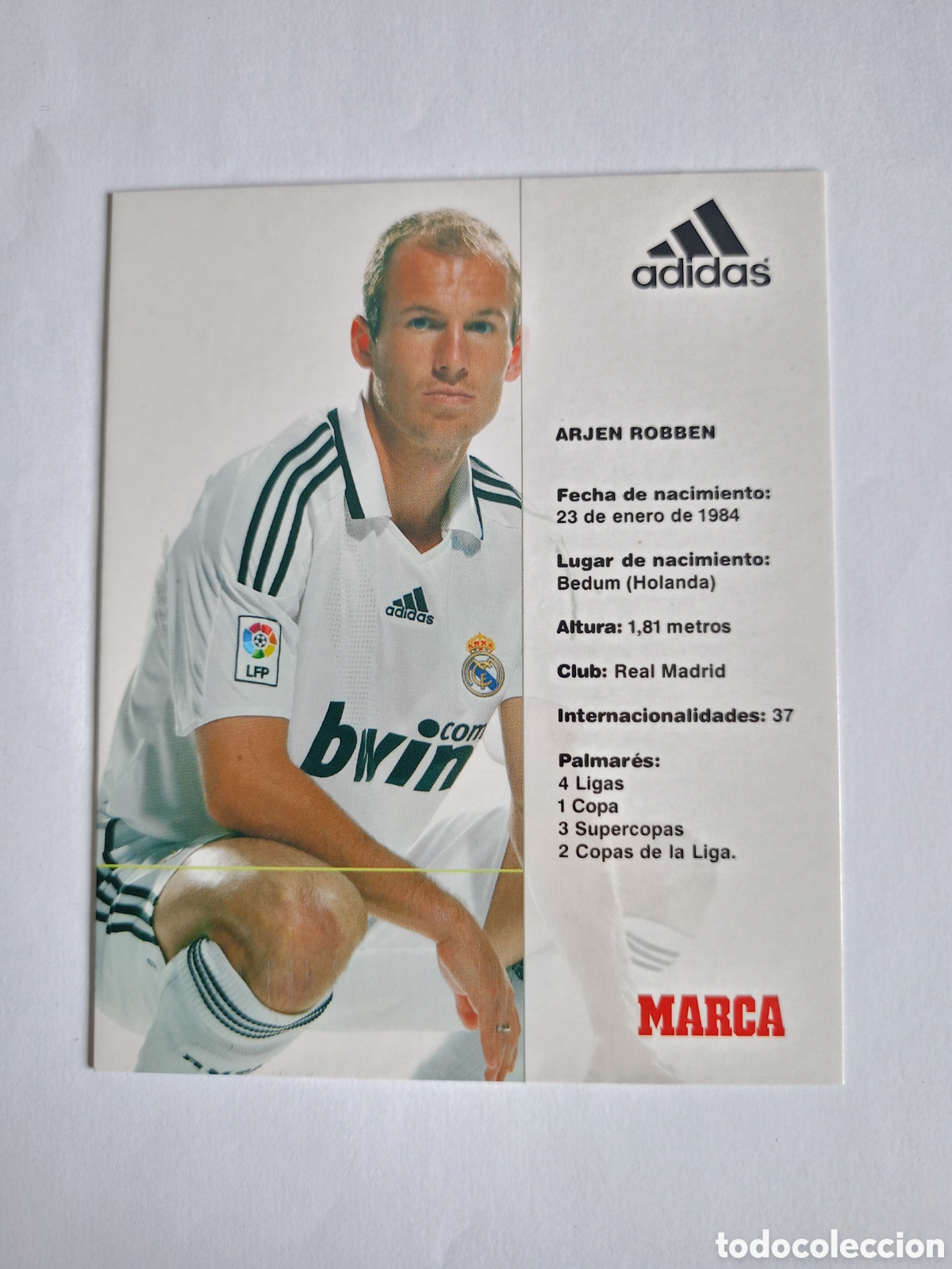 Cromos de f&uacute;tbol: Tarjeta ficha marca Robben - Foto 2