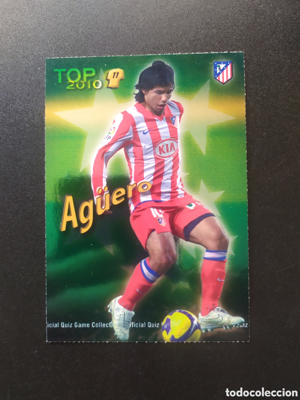 Cromos de f&uacute;tbol: Mundicromo fichas Liga 2009 2010 09 10 Ag&uuml;ero top brillo verde n&deg; 633 Atl&eacute;tico Madrid