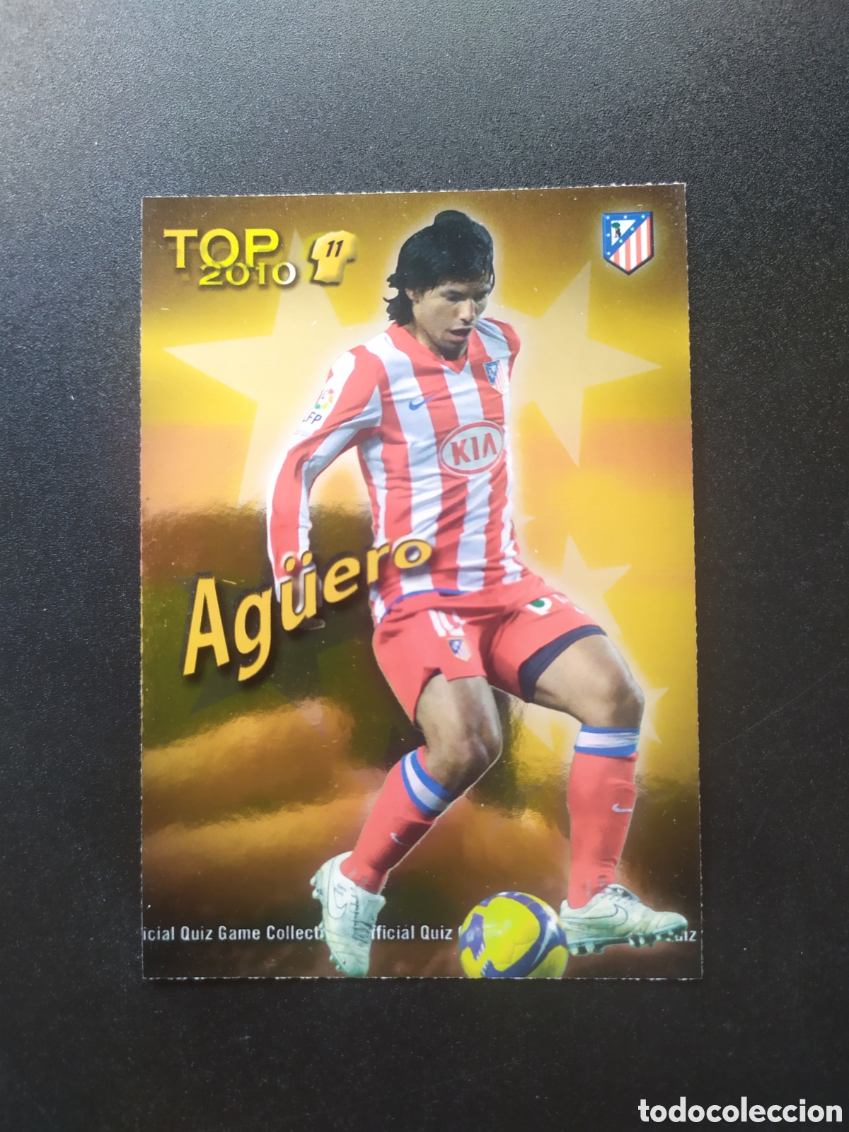 Cromos de f&uacute;tbol: Mundicromo fichas Liga 2009 2010 09 10 Ag&uuml;ero top brillo dorado n&deg; 633 Atl&eacute;tico Madrid