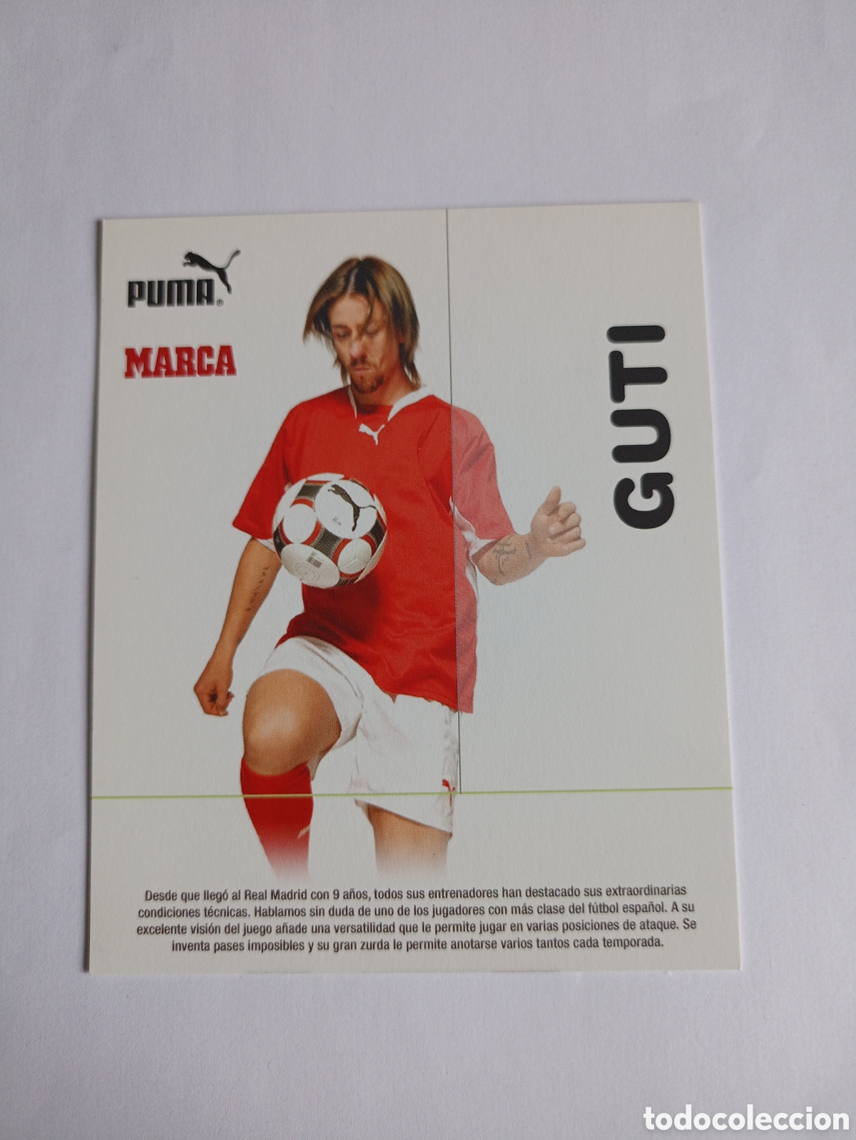 Cromos de f&uacute;tbol: Tarjeta ficha marca Guti