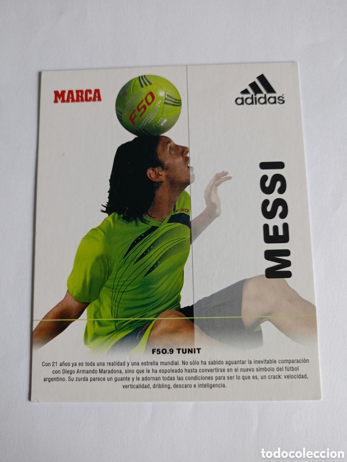 Cromos de f&uacute;tbol: Tarjeta ficha marca Messi