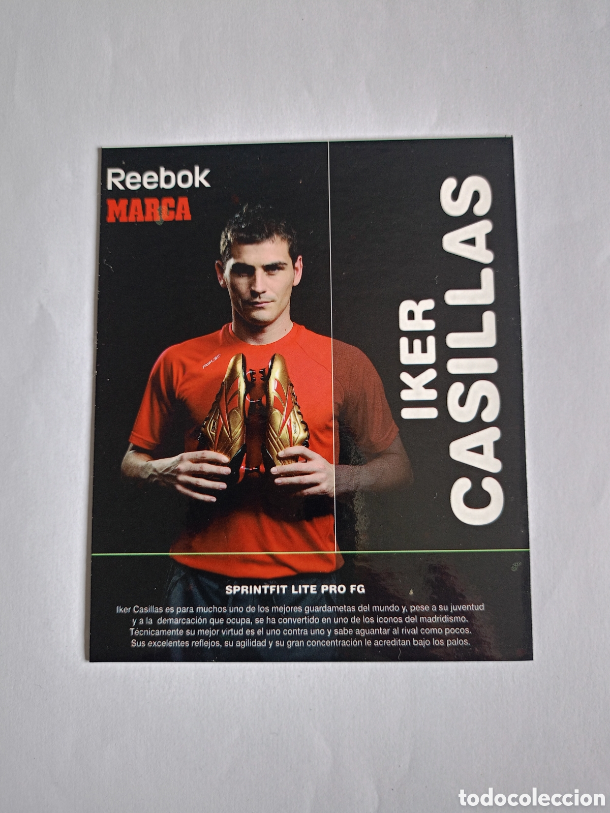 Cromos de f&uacute;tbol: Tarjeta ficha marca Casillas
