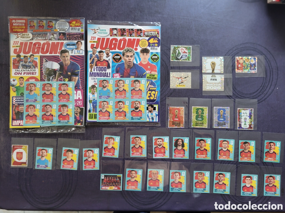 Cromos de f&uacute;tbol: Jugon 231 232 + stickers Espa&ntilde;a Panini World Cup 2026
