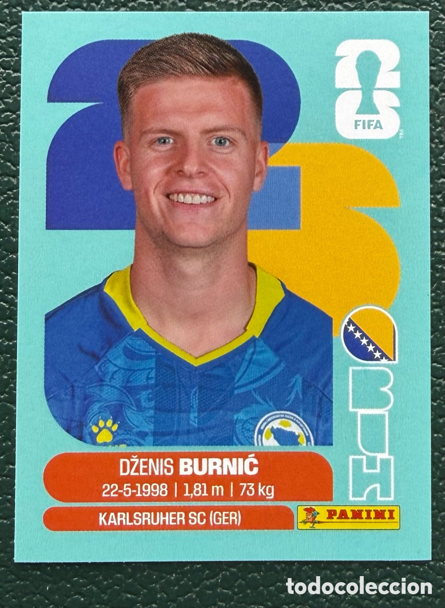 Fu&szlig;ball-Sticker: BIH 14 DZENIS BURNIC BOSNIA Y HERZEGOVINA CROMOS ALBUM FIFA WORLD CUP MUNDIAL 2026 PANINI