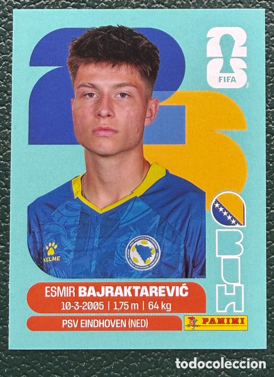 Fu&szlig;ball-Sticker: BIH 15 ESMIR BAJRAKTAREVIC BOSNIA Y HERZEGOVINA CROMOS ALBUM FIFA WORLD CUP MUNDIAL 2026 PANINI