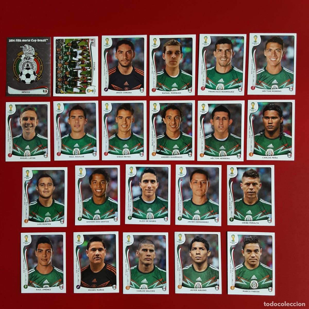 Cromos de f&uacute;tbol: SELECCION COMPLETA MEXICO MUNDIAL BRASIL 2014 PANINI-NUNCA PEGADO-INCLUYE ACTUALIZACION