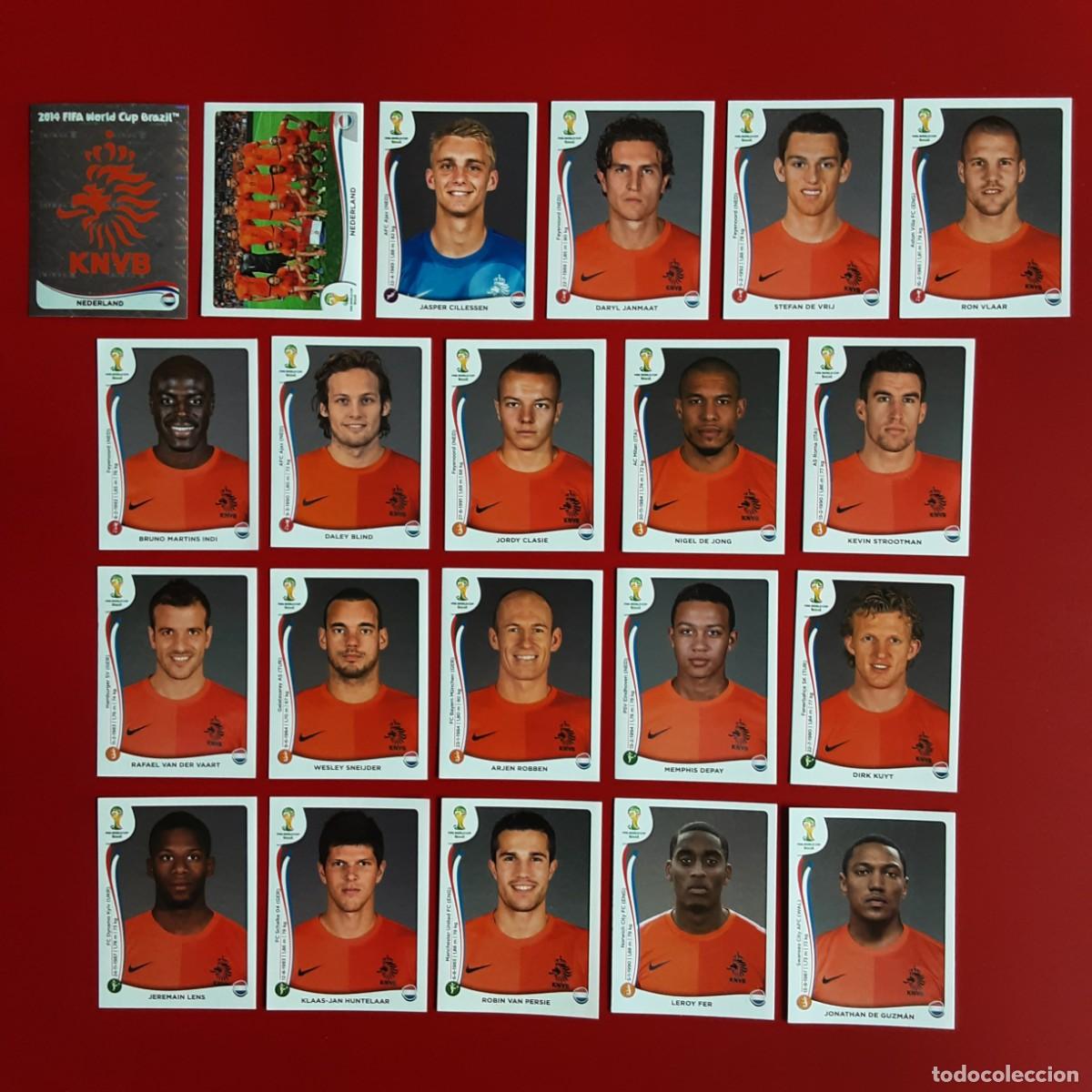 Cromos de f&uacute;tbol: SELECCION COMPLETA HOLANDA MUNDIAL BRASIL 2014 PANINI-NUNCA PEGADO-INCLUYE ACTUALIZACION