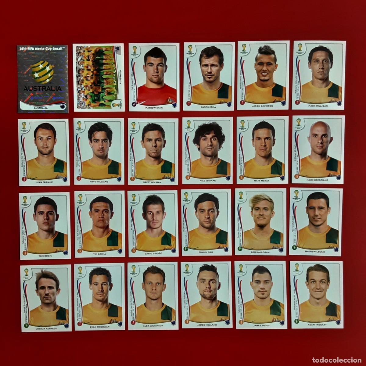 Cromos de f&uacute;tbol: SELECCION COMPLETA AUSTRALIA MUNDIAL BRASIL 2014 PANINI-NUNCA PEGADO-INCLUYE ACTUALIZACION