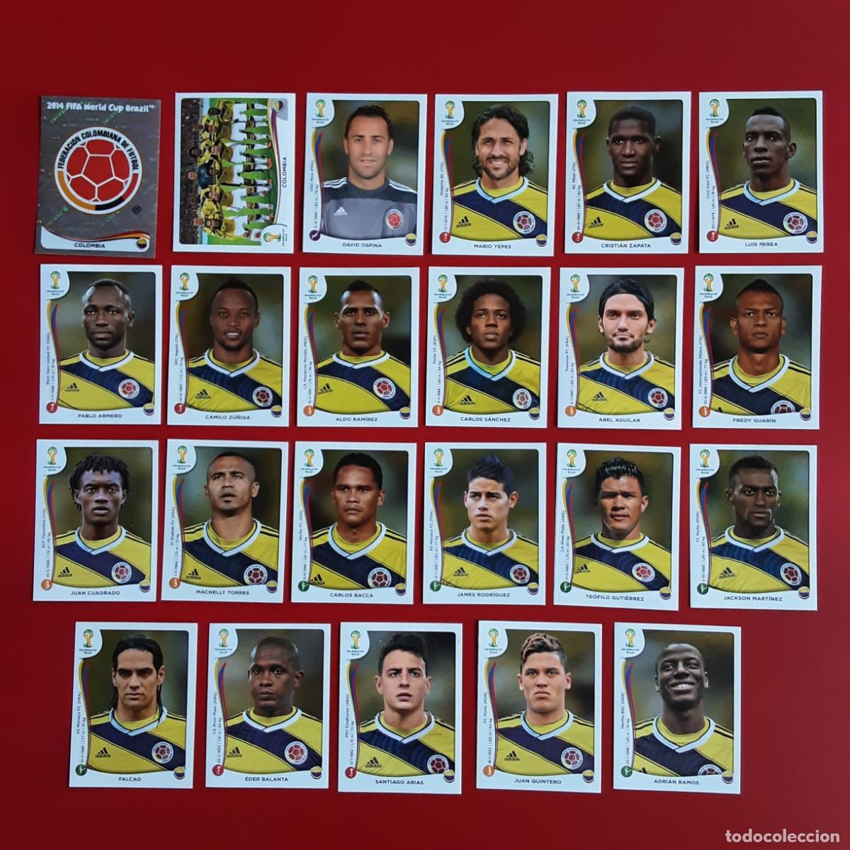 Cromos de f&uacute;tbol: SELECCION COMPLETA COLOMBIA MUNDIAL BRASIL 2014 PANINI-NUNCA PEGADO-INCLUYE ACTUALIZACION