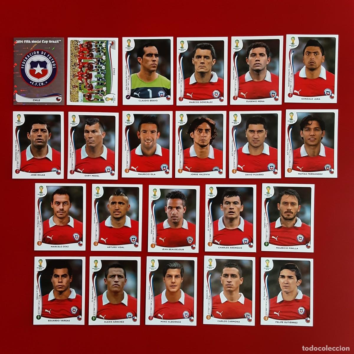 Cromos de f&uacute;tbol: SELECCION COMPLETA CHILE MUNDIAL BRASIL 2014 PANINI-NUNCA PEGADO-INCLUYE ACTUALIZACION