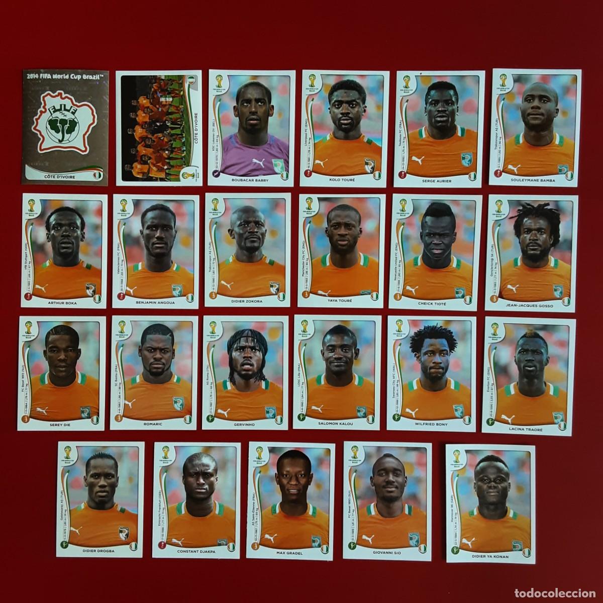 Cromos de f&uacute;tbol: SELECCION COMPLETA COSTA DE MARFIL MUNDIAL BRASIL 2014 PANINI-NUNCA PEGADO-INCLUYE ACTUALIZACION