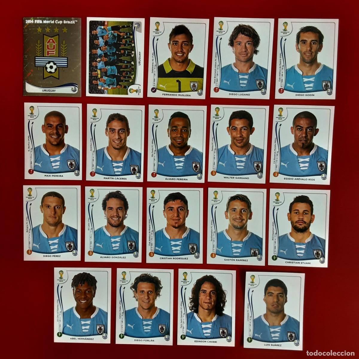 Cromos de f&uacute;tbol: SELECCION COMPLETA URUGUAY MUNDIAL BRASIL 2014 PANINI-NUNCA PEGADO-
