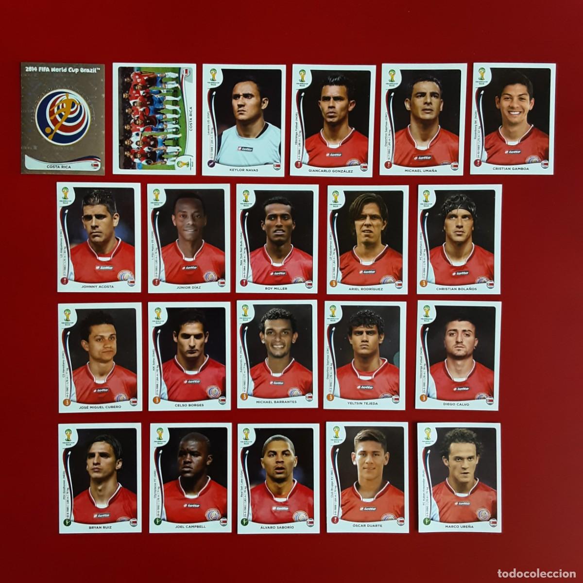 Cromos de f&uacute;tbol: SELECCION COMPLETA COSTA RICA MUNDIAL BRASIL 2014 PANINI-NUNCA PEGADO-INCLUYE ACTUALIZACION